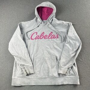 Cabela's hooded sweatshirt Size XL Grey Pink Logo Women's‎ pullover